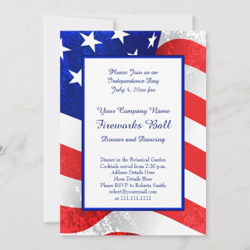 American Patriot US Flag July 4th Inviations Invitation