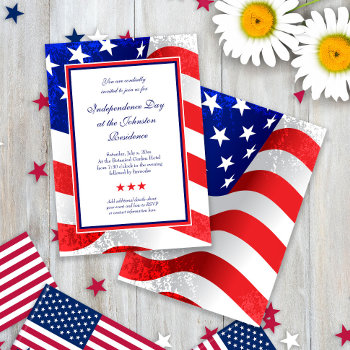 American Patriot Vintage Stars And Stripes Us Flag Invitation by AntiqueImages at Zazzle