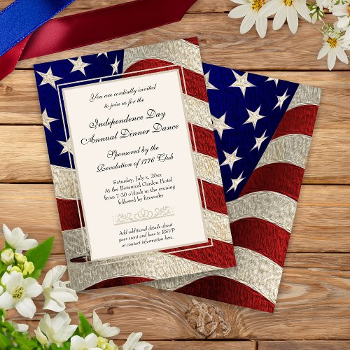 American Patriot Vintage Stars and Stripes US Flag Invitation