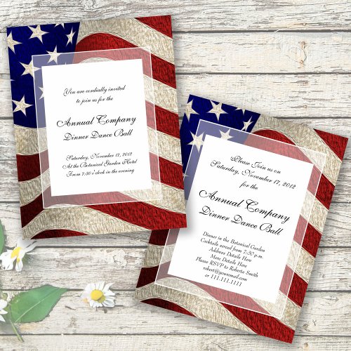 American Patriot Vintage Stars and Stripes US Flag Invitation