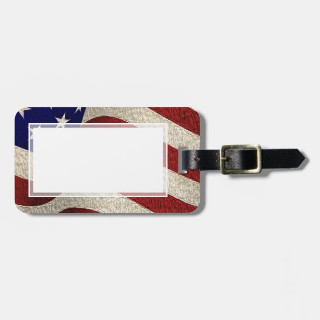 American Patriot Vintage Stars and Stripes US Flag Luggage Tag (Front Horizontal)
