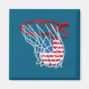 American Patriotic Basketball 4th Of July Us Flag Magnet