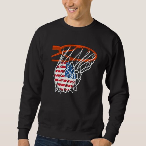 American Patriotic Basketball 4th Of July Us Flag  Sweatshirt