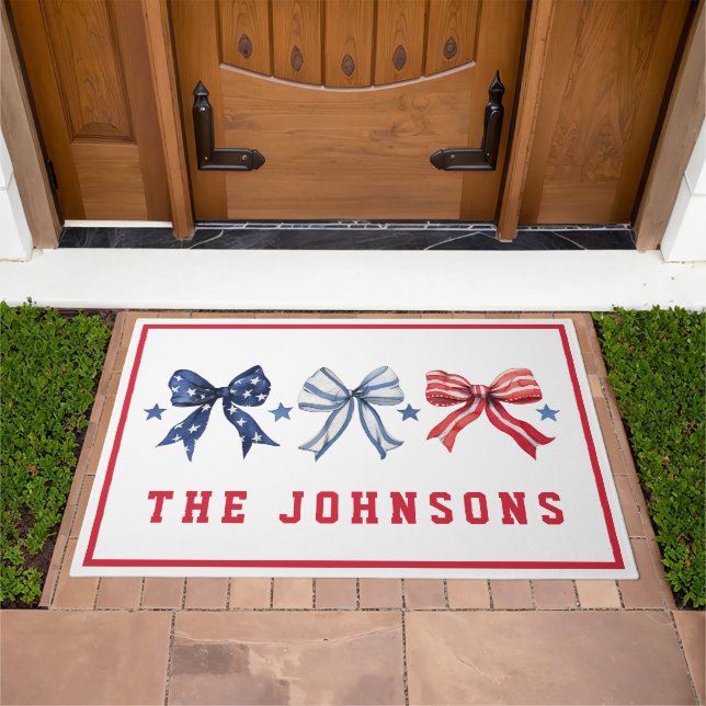 American Patriotic Bows Personalized Doormat (Outdoor)