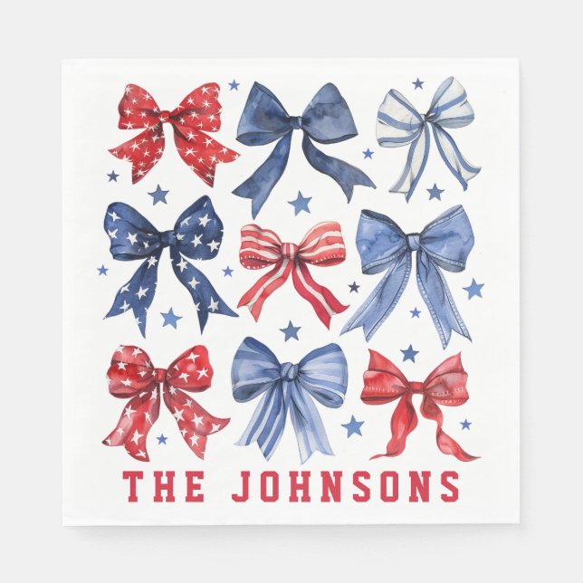 American Patriotic Bows Personalized Napkins (Front)