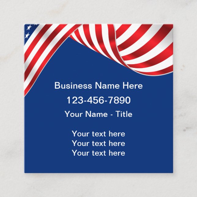 American Patriotic Business Card Design Template (Front)