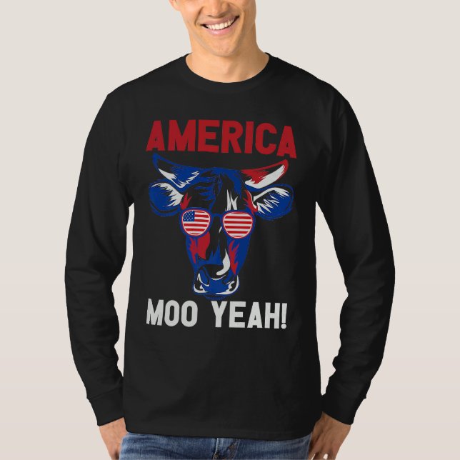 American Patriotic Decoration Moo Yeah Premium T-Shirt (Front)