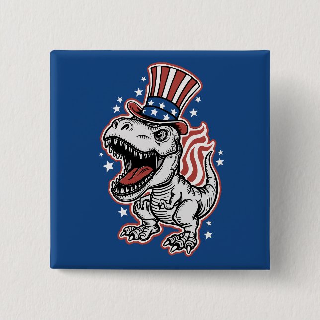 American Patriotic Dinosaur Button (Front)