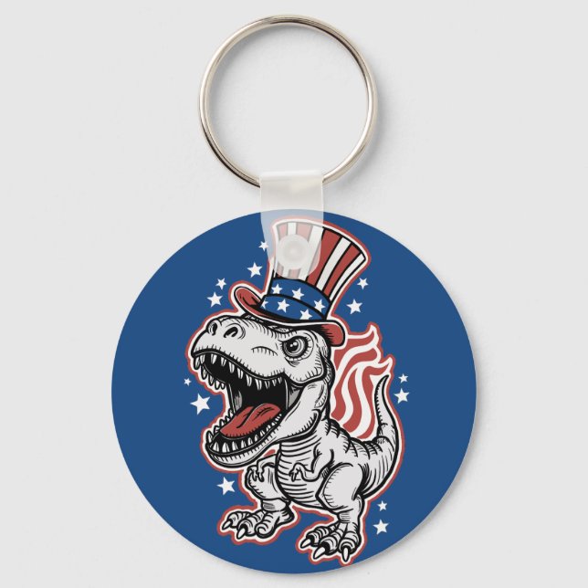 American Patriotic Dinosaur Keychain (Front)