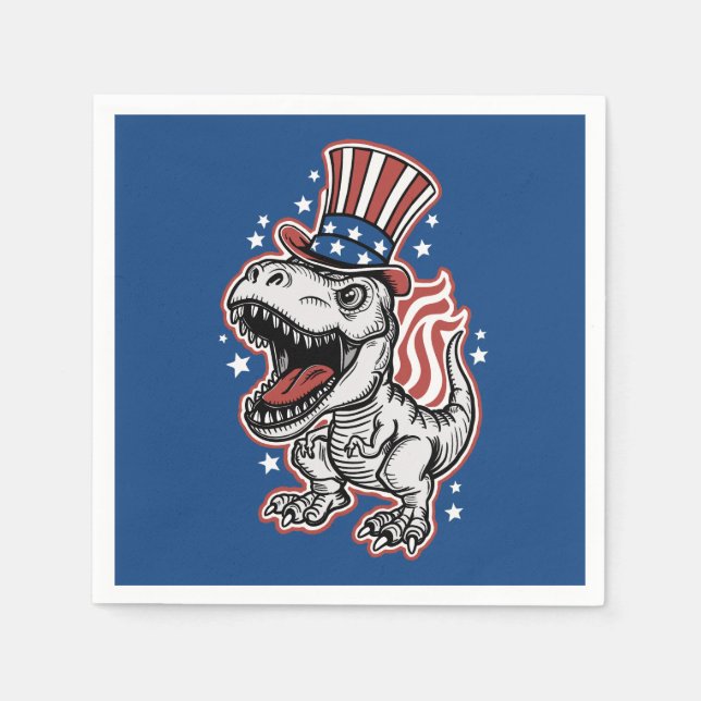 American Patriotic Dinosaur Napkins (Front)