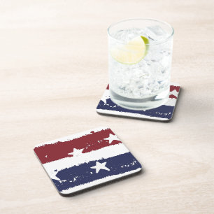 American Patriotic Distressed Paint Coaster Set