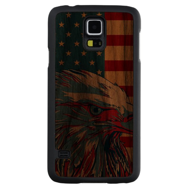 American Patriotic Eagle Flag Carved Walnut Galaxy S5 Case (Back)