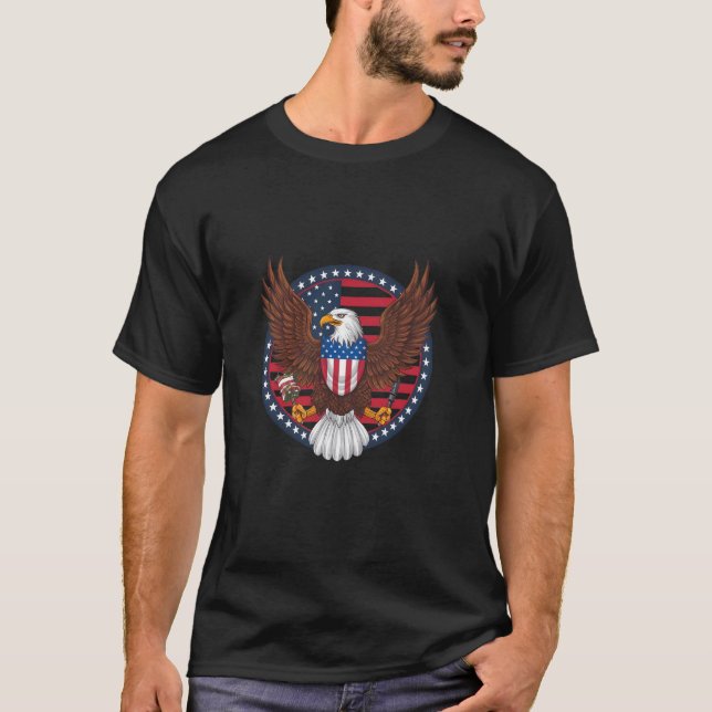 American patriotic eagle flag t shirt, 4th of July T-Shirt (Front)