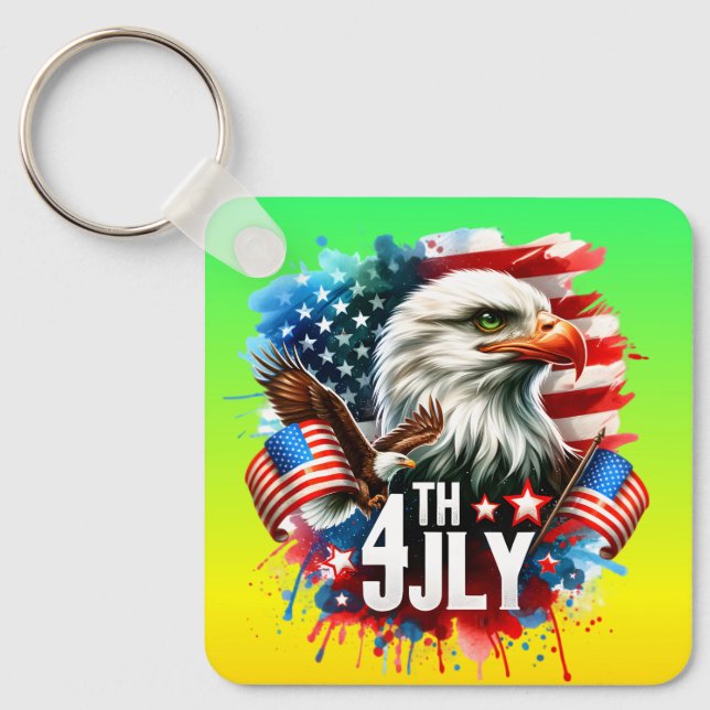 American Patriotic Eagle Sublimation-61905 Keychain (Front)