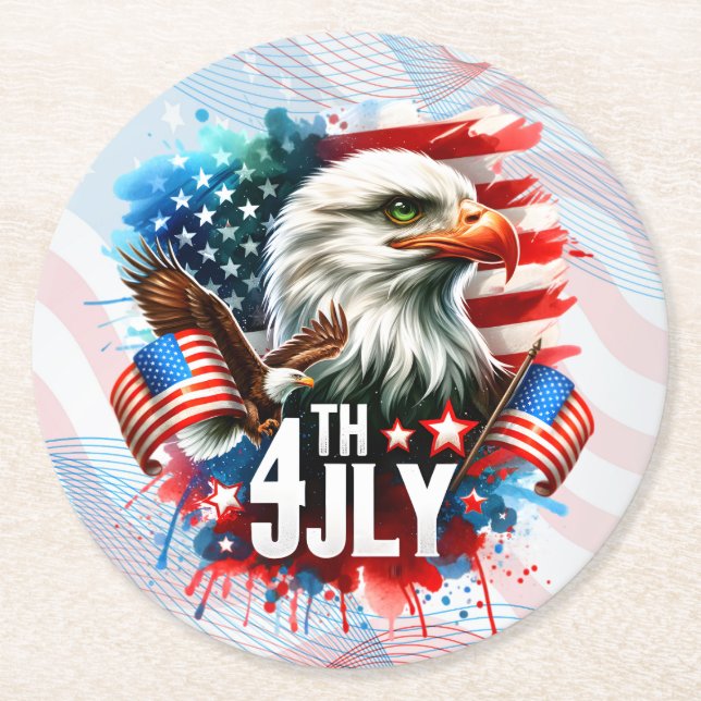 American Patriotic Eagle Sublimation-61905 Round Paper Coaster (Front)