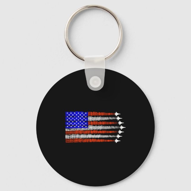 American patriotic fighter jets usa flag 4th of keychain (Front)