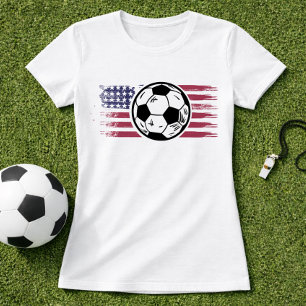 American Patriotic Flag Soccer; Football Graphic T-Shirt