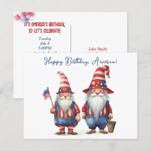 American Patriotic Gnomes Holiday Postcard