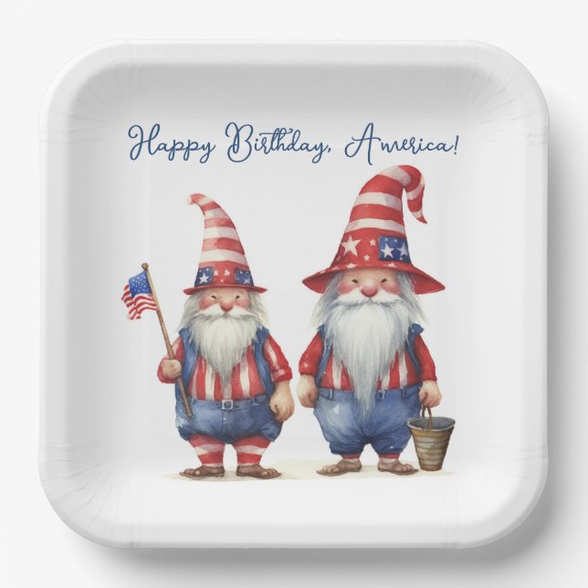 American Patriotic Gnomes Paper Plates (Front)