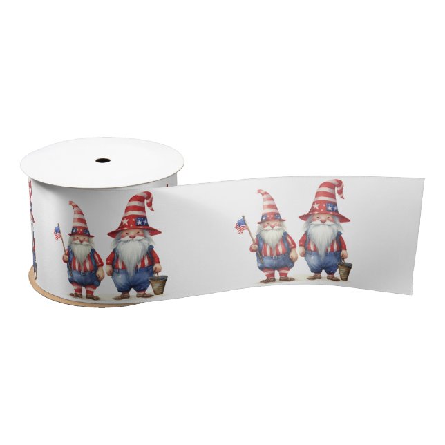 American Patriotic Gnomes Satin Ribbon (Spool)