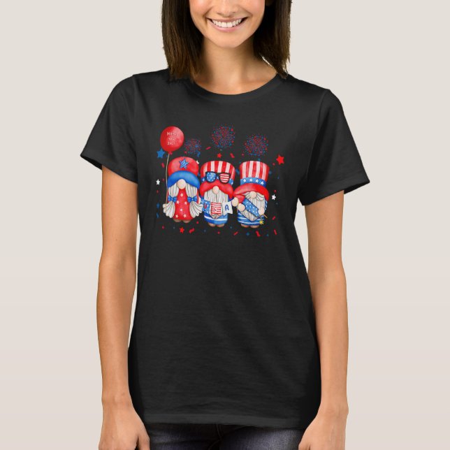 American Patriotic Gnomes USA Independence Day 4th T-Shirt (Front)