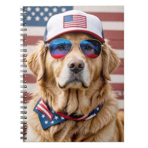 American Patriotic Golden Retriever Notebook