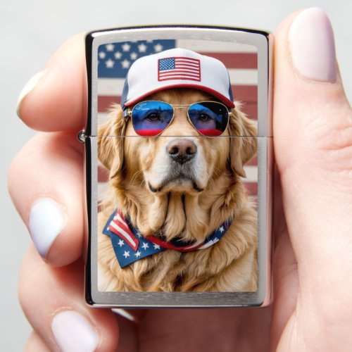 American Patriotic Golden Retriever Zippo Lighter