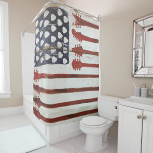 american patriotic Guitar Music shower curtain