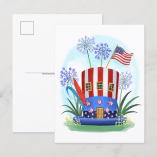 American Patriotic Hat House Postcard