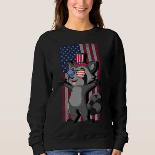 american patriotic or 4th of July or usa raccoon Sweatshirt