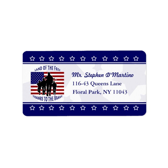 American Patriotic Personalized Address Label (Front)