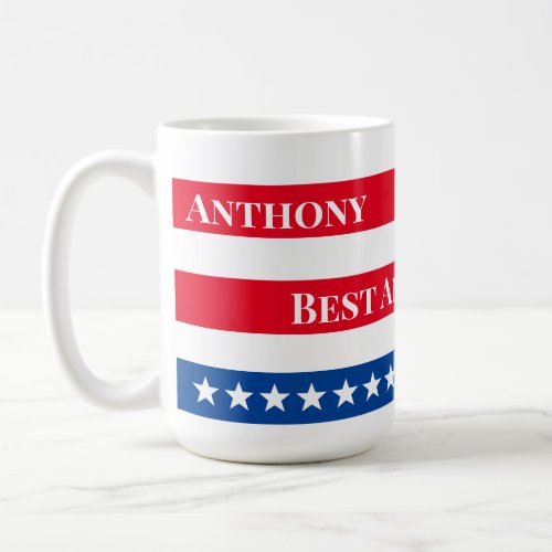 American Patriotic Personalized Red White and Blue Coffee Mug