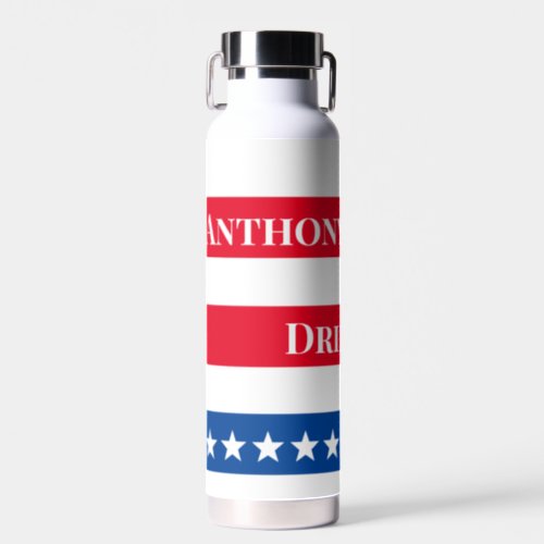 American Patriotic Personalized Red White and Blue Water Bottle