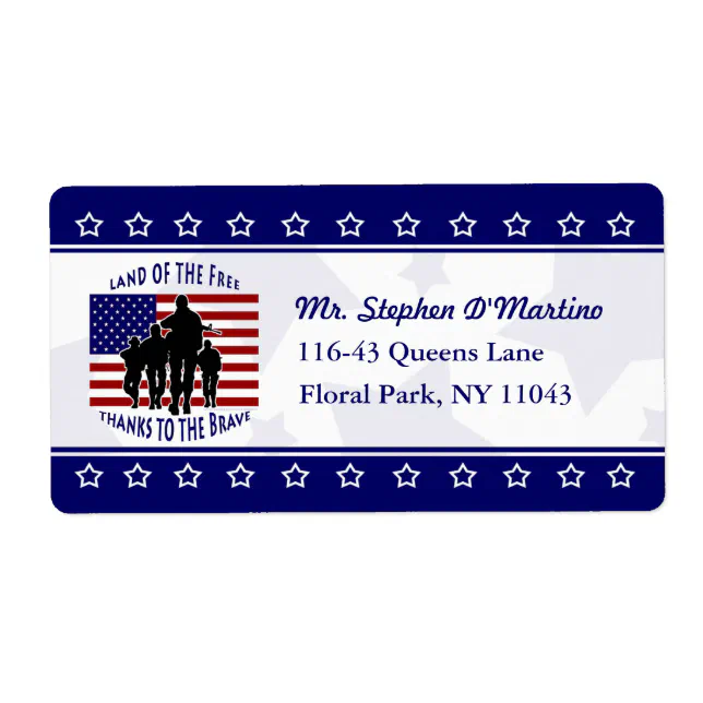 American Patriotic Personalized Shipping Label (Front)