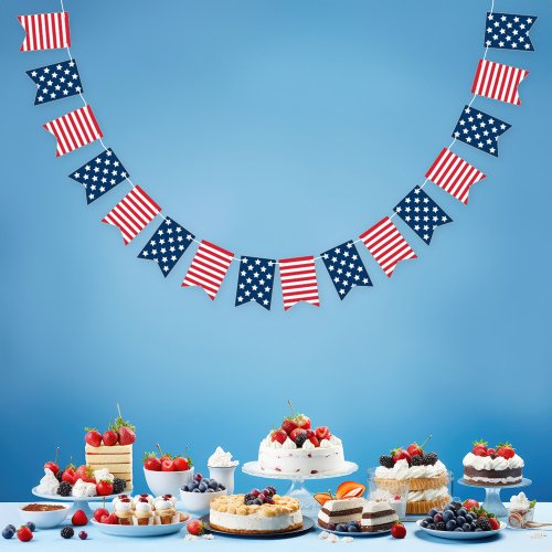 American Patriotic Red White and Blue Bunting Flags