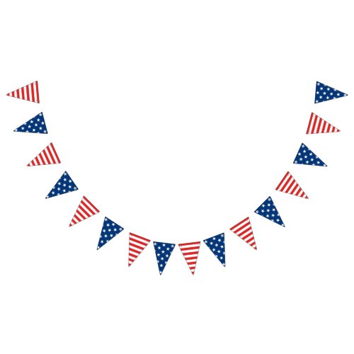 American Patriotic Red White  Blue Bunting Banner