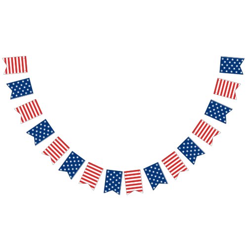 American Patriotic Red White  Blue Bunting Banner