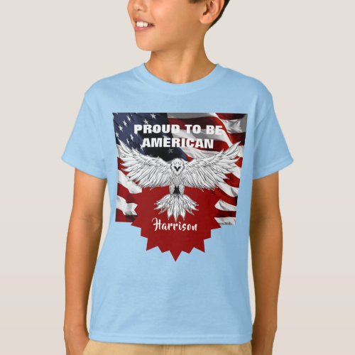 American Patriotic Red White Blue Eagle Flag T_Shirt