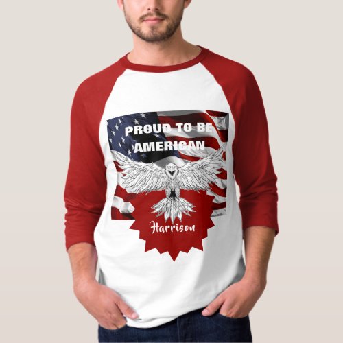 American Patriotic Red White Blue Eagle Flag T_Shirt