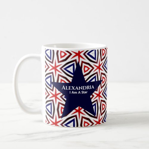  American Patriotic Red White Blue Star Pattern Coffee Mug