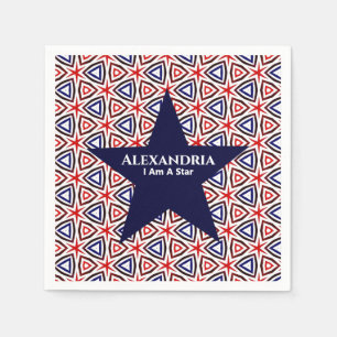 American Patriotic Red White Blue Star Pattern Napkins