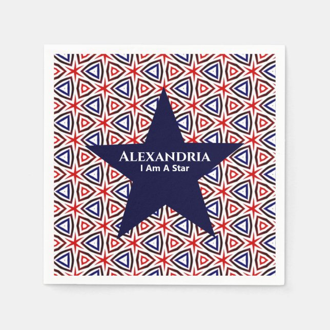  American Patriotic Red White Blue Star Pattern Napkins (Front)