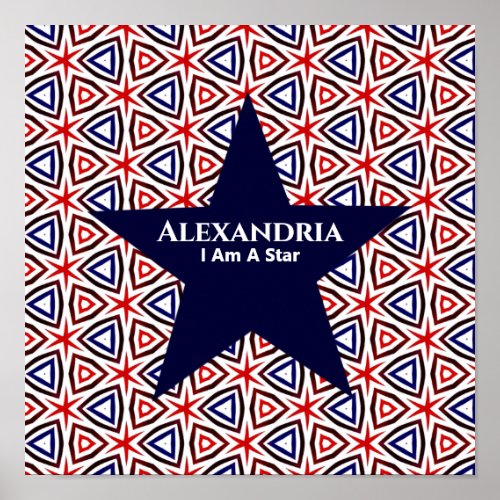  American Patriotic Red White Blue Star Pattern Poster