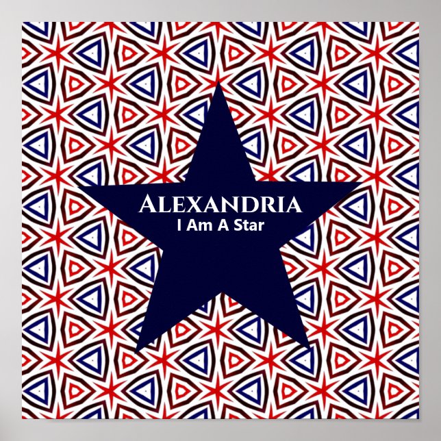  American Patriotic Red White Blue Star Pattern Poster (Front)
