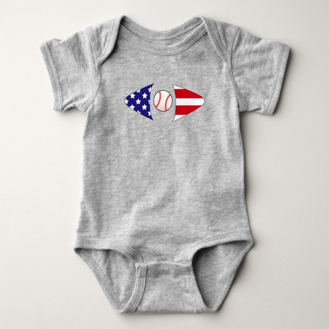 American/patriotic softball/baseball baby bodysuit (Front)