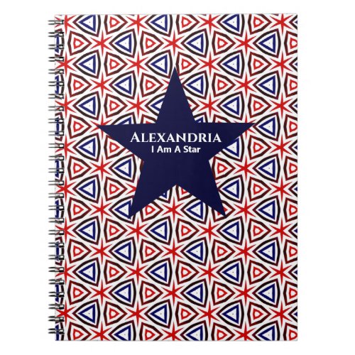 American Patriotic Star Red White Blue Pattern Notebook