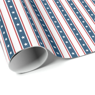American Patriotic Stars and Stripes Pattern Wrapping Paper
