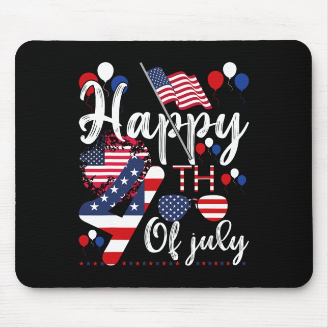 American Patriotic Us Flag Alien Happy 4th Of July Mouse Pad (Front)
