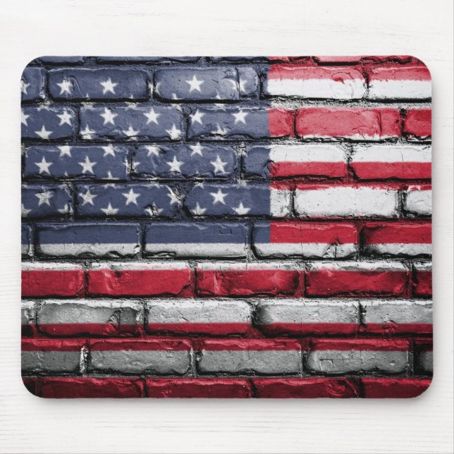 American Patriotic US Flag on the Wall Mouse Pad (Front)