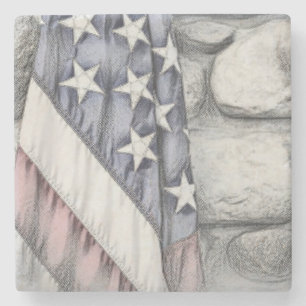 American Patriotic US Flag on the Wall Stone Coaster